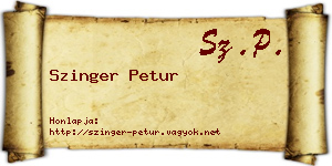 Szinger Petur névjegykártya